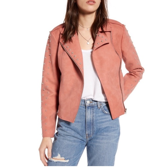 BB Dakota pink studded silver moto jacket medium - Picture 2 of 8